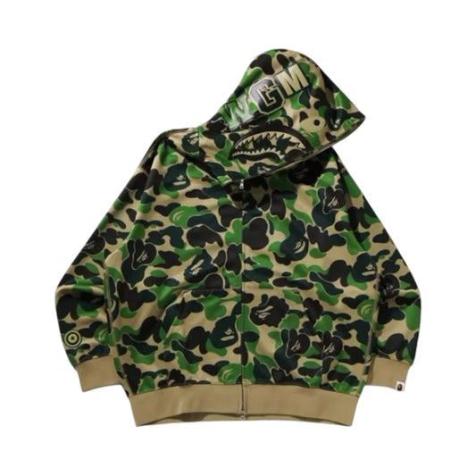 Bape Hoodie Shark Camo Total Green