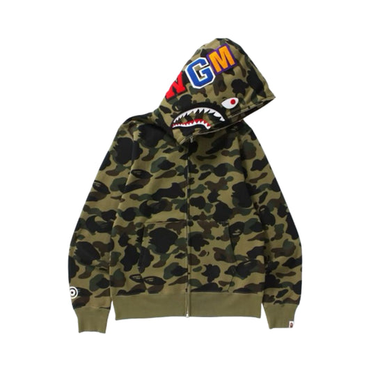 Bape Hoodie Shark Camo Green