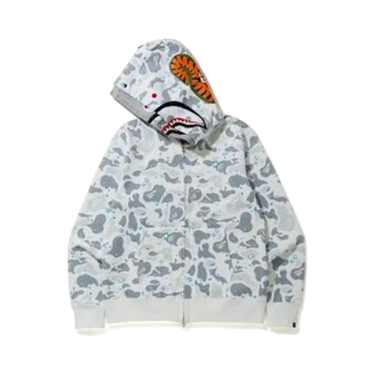 Bape Double Hoodie Shark Camo White